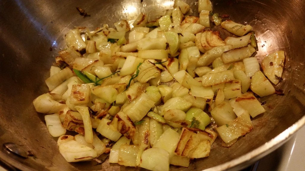 Caramelize the fennel to bring out the natural sweetness.