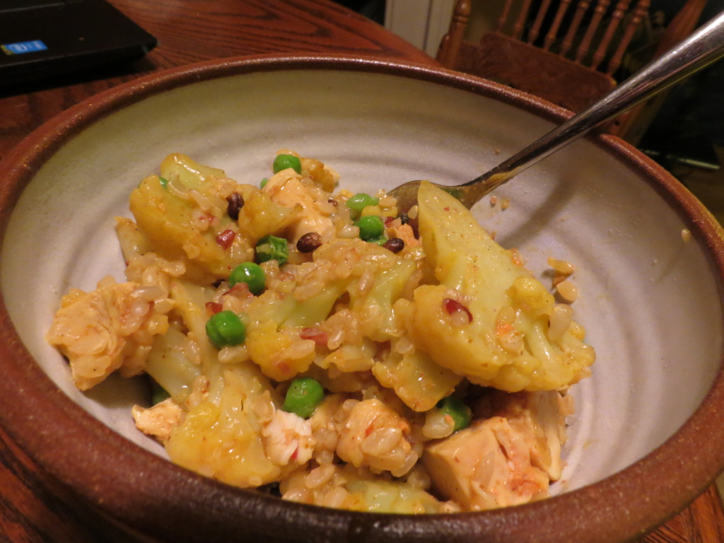 Chicken Curry with Cauliflower, Peas, and Rice Medley