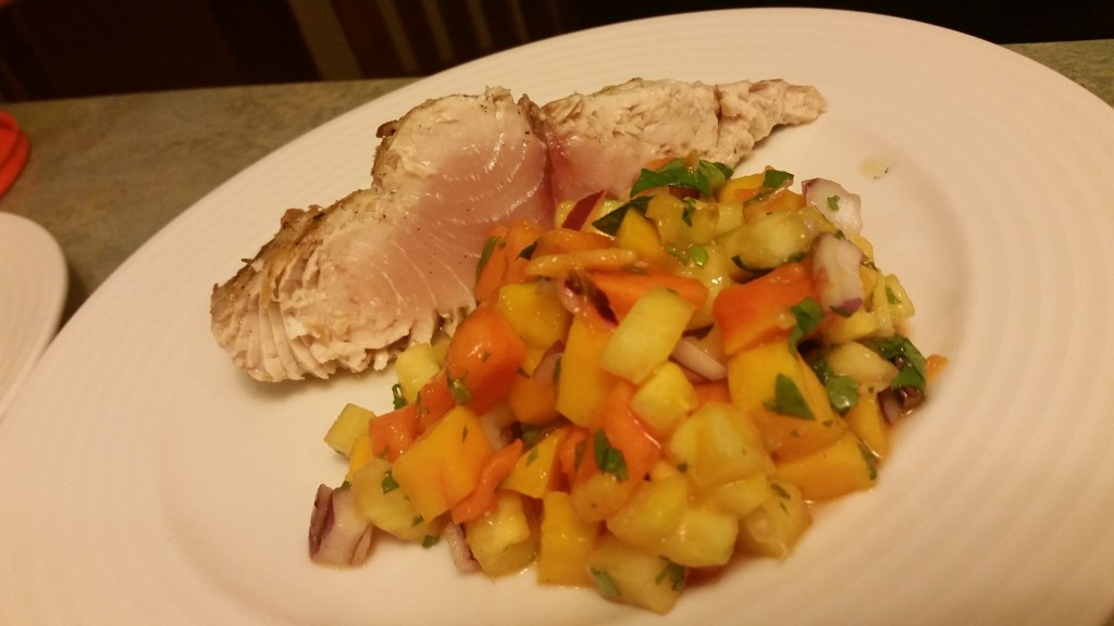 Topical Salsa with Grilled Fresh Broadfin Swordfish
